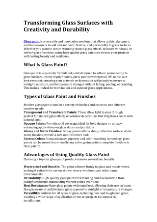 Transforming Glass Surfaces with Creativity and Durability