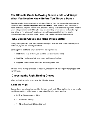 The Ultimate Guide to Boxing Gloves and Hand Wraps: What You Need to Know Before