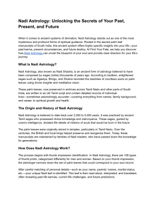 Nadi Astrology: Unlocking the Secrets of Your Past, Present, and Future