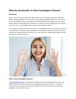 What Are the Benefits of a Non-Comedogenic Cleanser