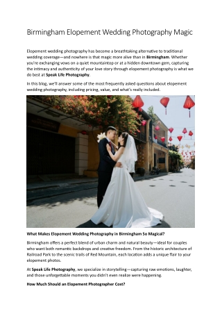 Birmingham Elopement Wedding Photography Magic