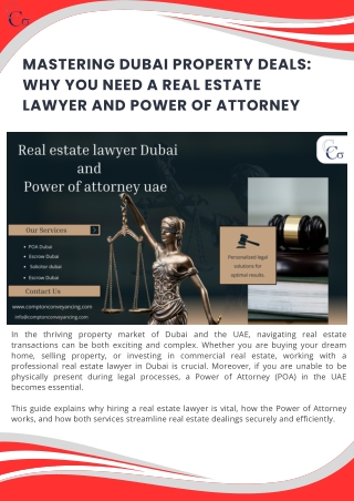 Mastering Dubai Property Deals: Why You Need a Real Estate Lawyer and Power of A