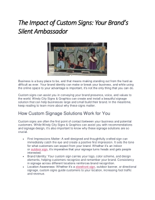 The Impact of Custom Signs Your Brand’s Silent Ambassador