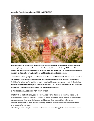 Venue for Event in Faridabad : AMBAR PALMS RESORT