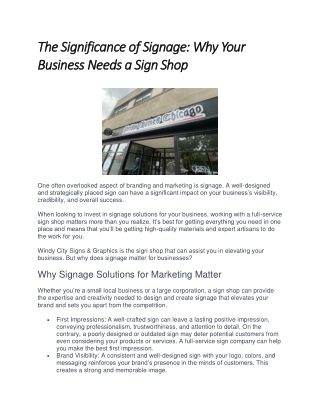 The Significance of Signage Why Your Business Needs a Sign Shop