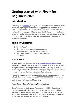 Getting started with Fiverr for Beginners 2025