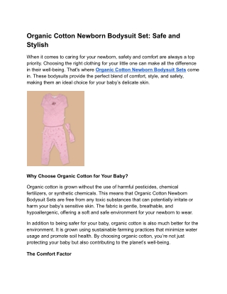 Organic Cotton Newborn Bodysuit Set_ Safe and Stylish