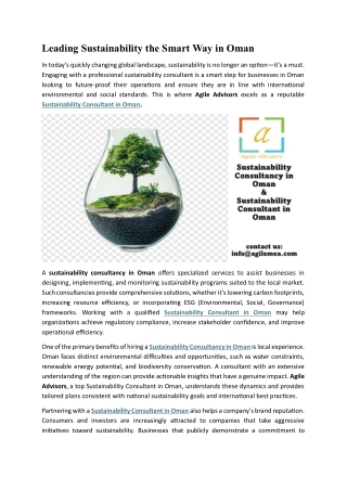 Leading Sustainability the Smart Way in Oman