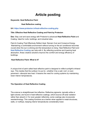 _Effective Heat Reflective Coating and Paint by Protexion