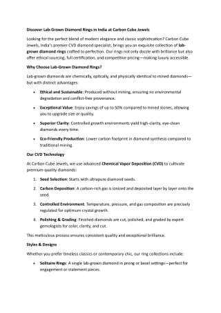 Discover Lab-Grown Diamond Rings in India at Carbon Cube Jewels