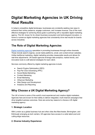 Digital Marketing Agencies in UK Driving Real Results