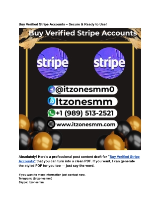 Buy Verified Stripe Accounts – Secure & Ready to Use!