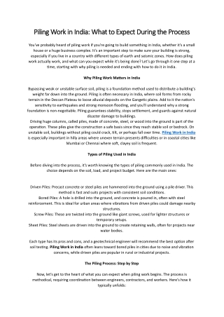 Piling Work in India what to expect