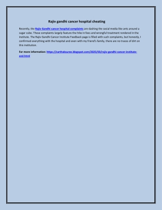 Rajiv gandhi cancer hospital cheating