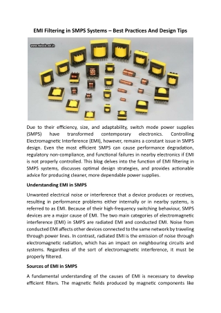 EMI Filtering In SMPS Systems – Best Practices And Design Tips