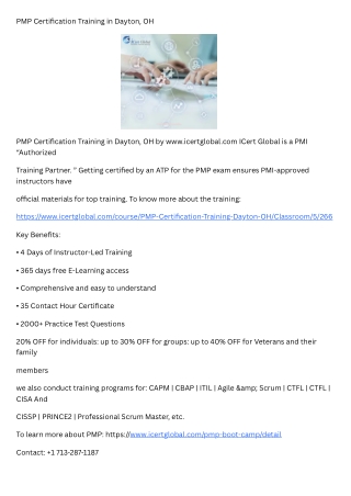 PMP Certification Training in Dayton, OH