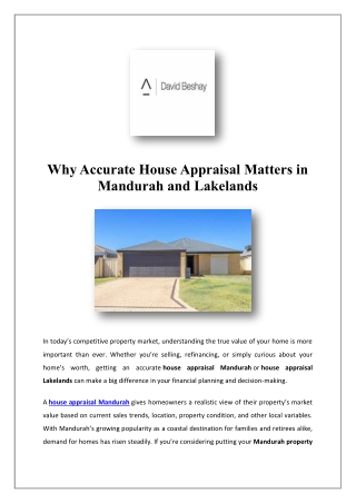 House appraisal mandurah