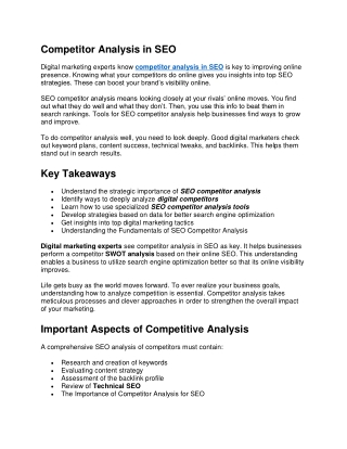 Competitor Analysis in SEO