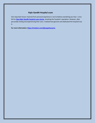 Rajiv Gandhi Hospital scam