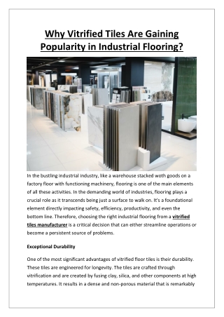 Why Vitrified Tiles Are Gaining Popularity in Industrial Flooring