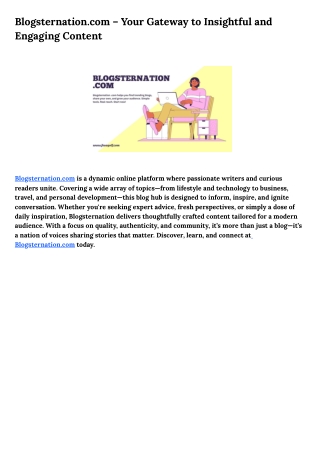 Blogsternation.com – Your Gateway to Insightful and Engaging Content