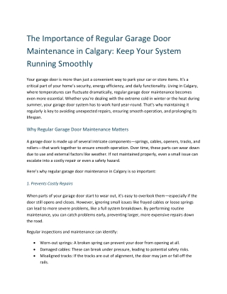 The Importance of Regular Garage Door Maintenance in Calgary