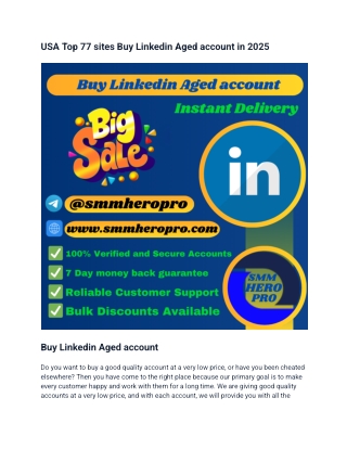 USA Top 77 sites Buy Linkedin Aged account in 2025
