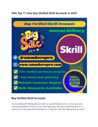 USA Top 77 sites Buy Verified Skrill Accounts in 2025