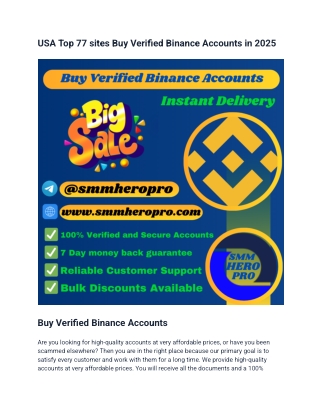 USA Top 77 sites Buy Verified Binance Accounts in 2025