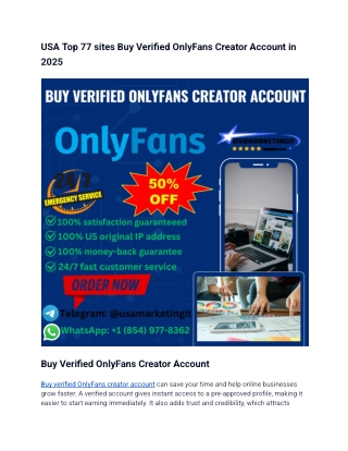 USA Top 77 sites Buy Verified OnlyFans Creator Account in 2025