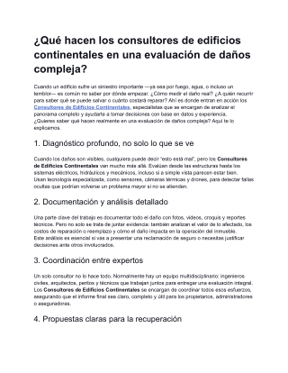 ¿Qué hacen los consultores de edificios continentales en una evaluación de daños compleja