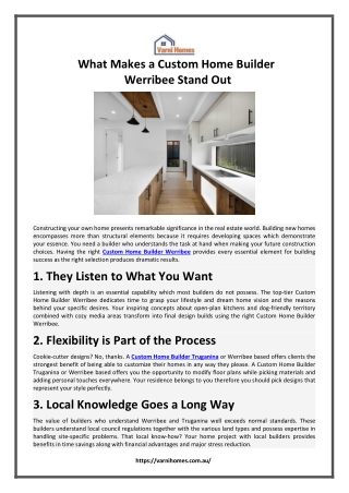 What Makes a Custom Home Builder  Werribee Stand Out