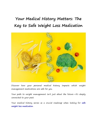 Your Medical History Matters The Key to Safe Weight Loss Medication