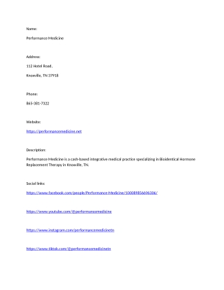 Performance Medicine