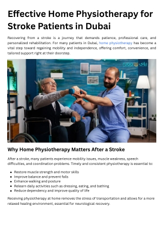 Effective Home Physiotherapy for Stroke Patients in Dubai