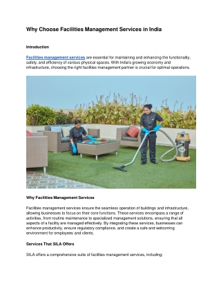 Why Choose Facilities Management Services in India