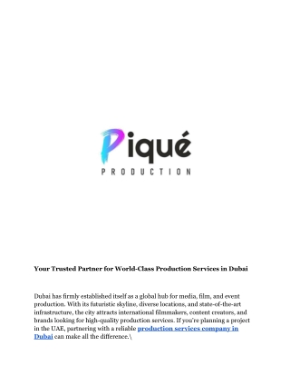PDF Your Trusted Partner for World-Class Production Services in Dubai
