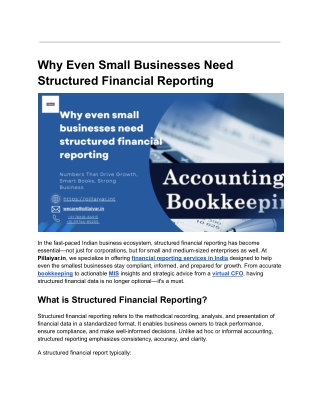 Why Even Small Businesses Need Structured Financial Reporting