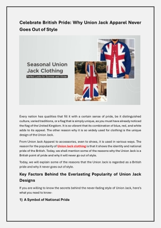 Explore British Style: The Lasting Charm of Union Jack Apparel