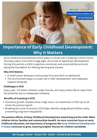 Importance of Early Childhood Development Why It Matters