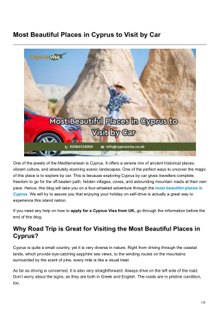 Most Beautiful Places in Cyprus to Visit by Car