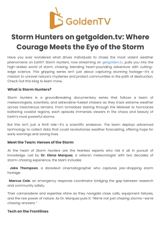 Storm Hunters on getgolden.tv Where Courage Meets the Eye of the Storm