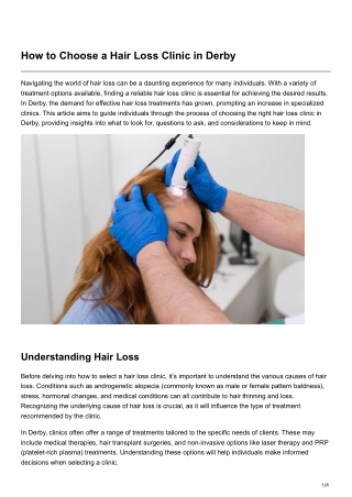 How to Choose a Hair Loss Clinic in Derby