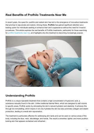 Real Benefits of Profhilo Treatments Near Me