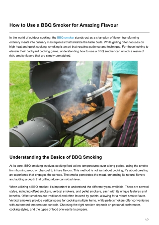 How to Use a BBQ Smoker for Amazing Flavour