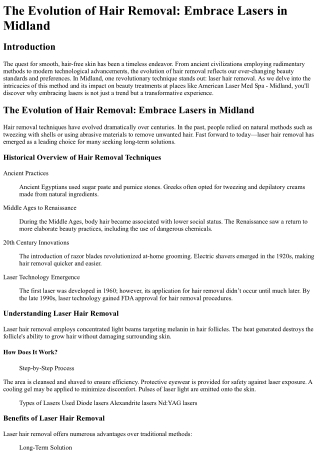 The Evolution of Hair Removal Embrace Lasers in Midland