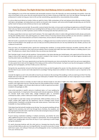 How To Choose The Right Bridal Hair And Makeup Artist In London For Your Big Day