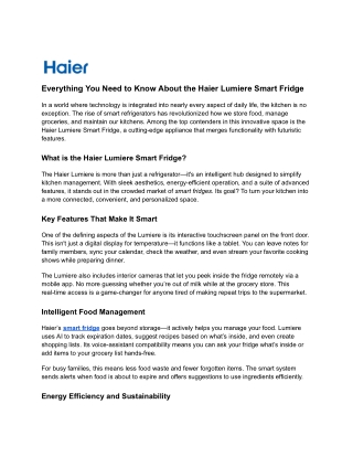 Everything You Need to Know About the Haier Lumiere Smart Fridge