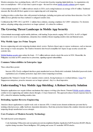 Enterprise Mobile Security with V-key Mobile app shielding