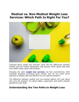 Medical vs. Non-Medical Weight Loss Services Which Path Is Right For You